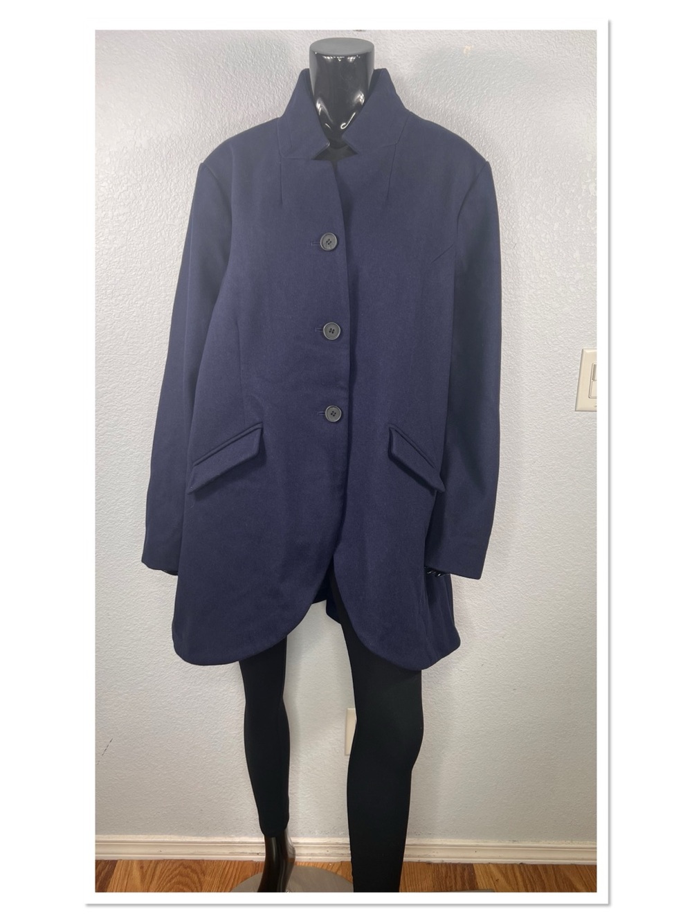 Universal Standard Beas Coat Classic Navy Women's Coat Sz XL Wool Blend Oversize